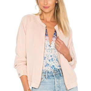 Sanctuary Pilot Bomber Jacket - Cameo Pink - Revolve Tencel Linen Size M Medium